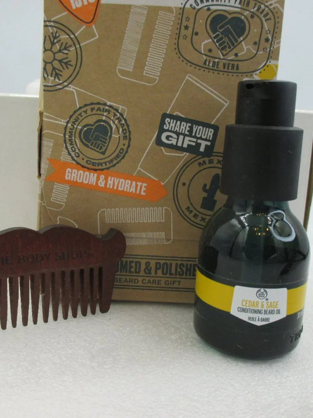 The Body Shop Cedar & Sage Conditioning Beard Oil 30ml 1 oz & Comb Skincare NEW